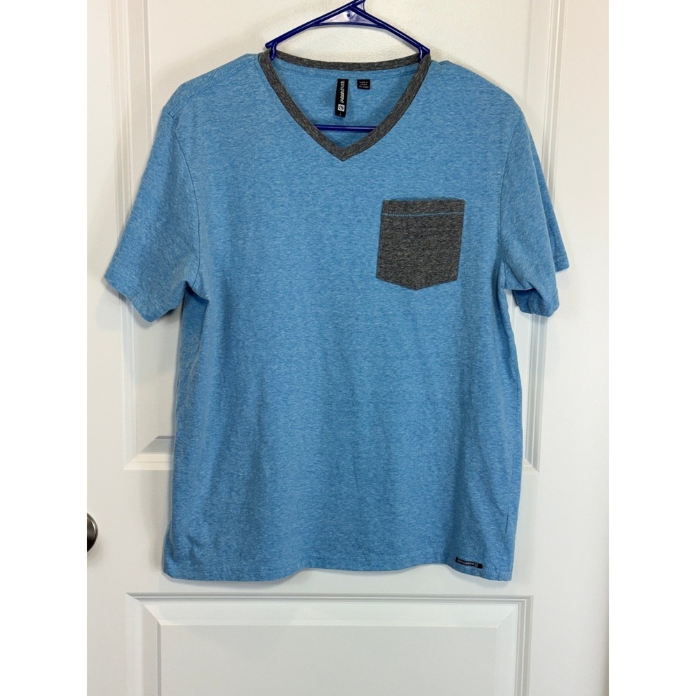 Ocean Current Men's Light‎ Blue Heathered V-Neck Pocket T-Shirt Size Large